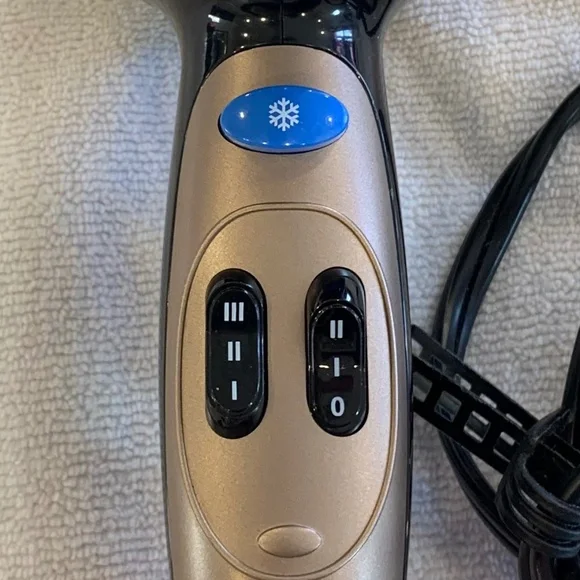 Conair Hair Dryer Dual Heat Speed Blow Dryer Black Gold Compact - Picture 2 of 5